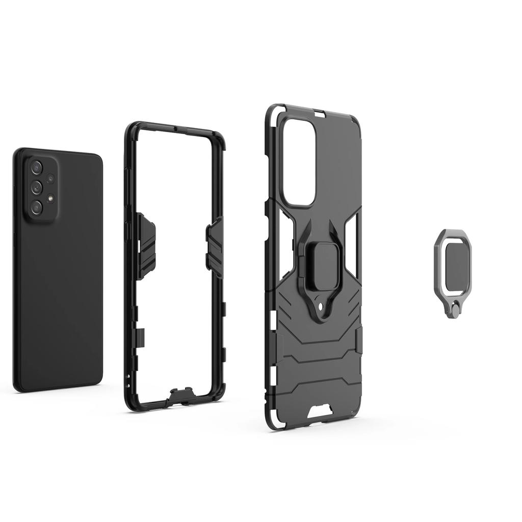 Ring Armor Armored Hybrid Case Cover + Magnetic Holder For Samsung Galaxy A73 Black