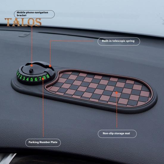 Многофункциональный автомобильный противоскользящий коврик с временным парковочным номером, держатель для мобильного телефона на приборную панель автомобиля, вращающийся на 360 градусов