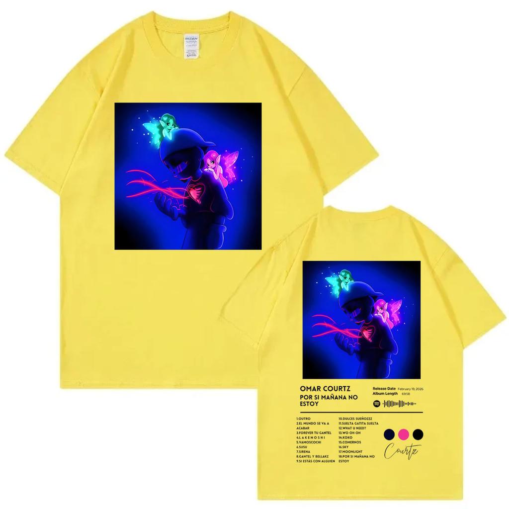 Singer Omar Courtz Double Sided Print Tshirt Por Si Mañana No Estoy Album Poster Graphic T Shirts Unisex Casual Cotton Tshirts