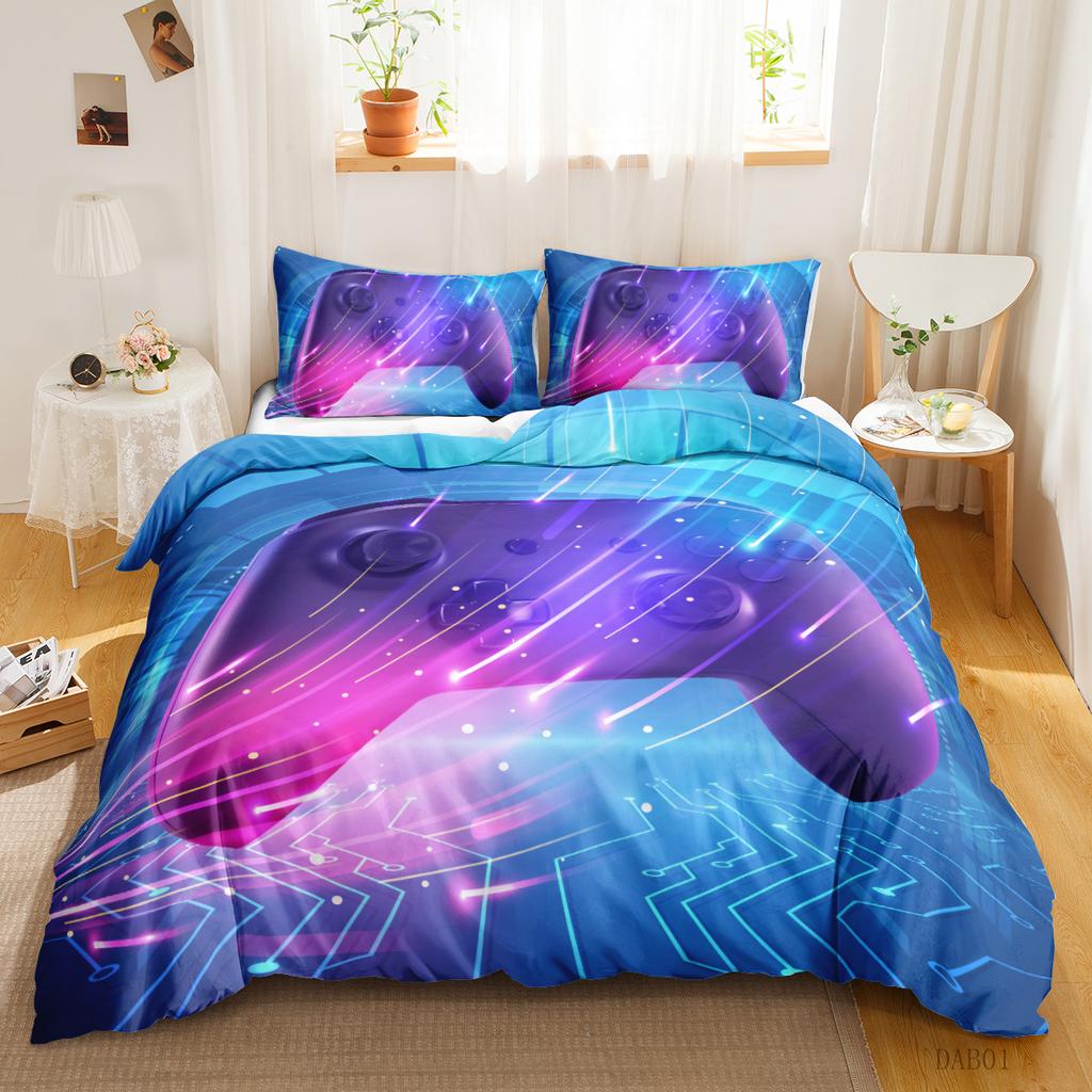 Teens Video Games Comforter Duvet Cover King Gamepad Controller Bedding Set Youth Game Bedding Set 2/3pcs Polyester Quilt Cover