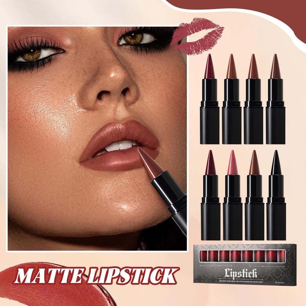 2-in-1 gradient lip liner 8-color set (8pcs)