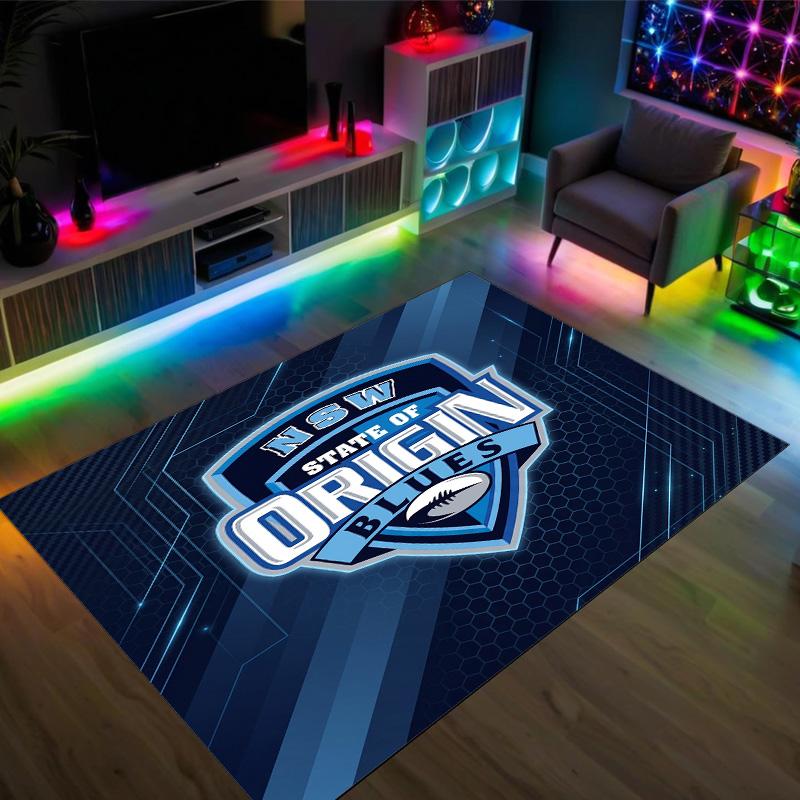 NSW Blues Design Crystal Velvet Carpet Cozy Non?Slip Printed Rug For Bedroom Living Room Entrance