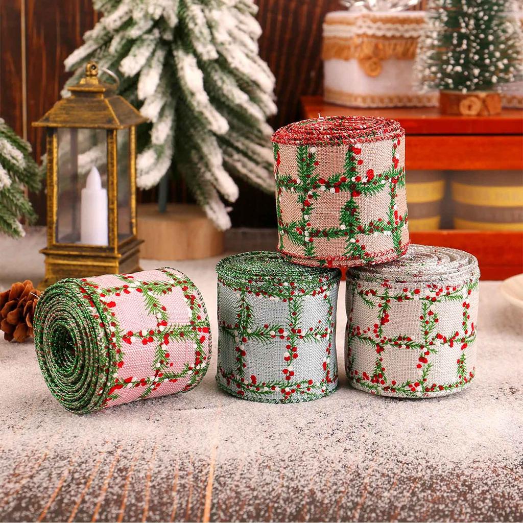 Christmas Plaid Ribbon Roll Creative Decoration, Bow Ribbon Christmas Ribbon