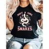 Европейский размер Футболка с принтом Loves Snakes, Повседневная футболка с круглым вырезом и коротким рукавом, Комфортный топ для весны и лета, Женская одежда
