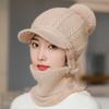 Women's Winter Hat with Ear Flaps, Neck Warmer & Face Mask - Cozy Fleece-Lined Knit Beanie for Outdoor Cycling