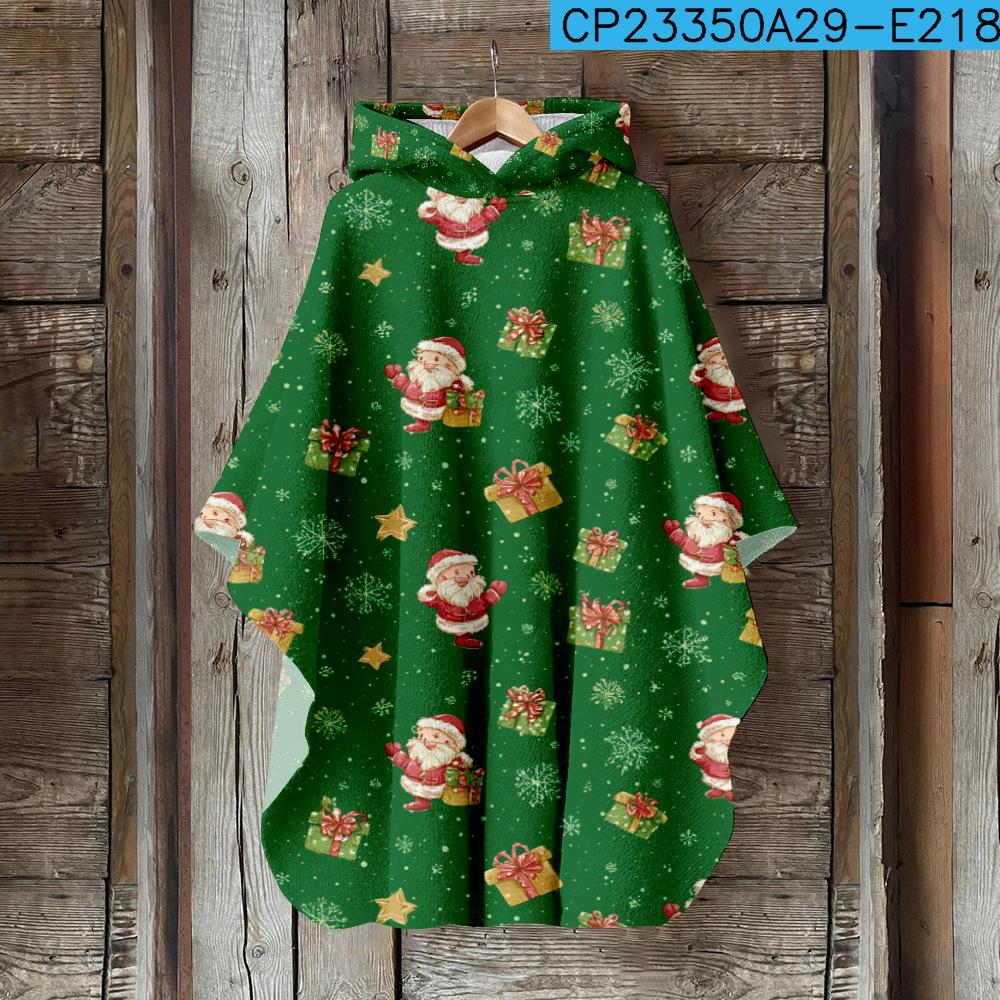 Женский плащ с капюшоном с 3D цифровой печатью – Рождественский винтажный стиль