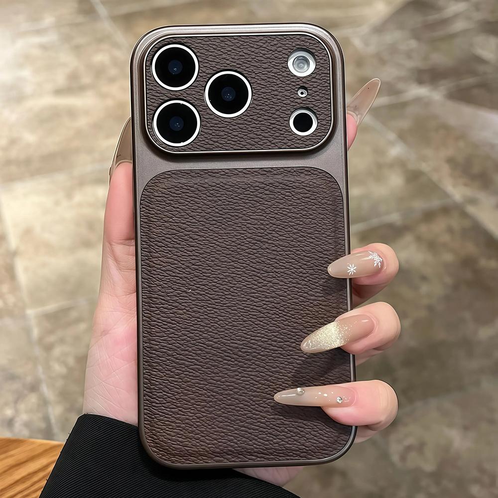Luxury Leather Texture Phone Case For iPhone 17 16 15 14 13 Pro Max 17Pro Cases Shockproof Bumper Cover for iPhone17 Pro Max