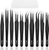 10Pcs Precision Tweezers Set, Upgraded Anti-Static Stainless Steel Tweezers with Storage Box, for Craft, Electronics, Jewelry-Making, Laboratory