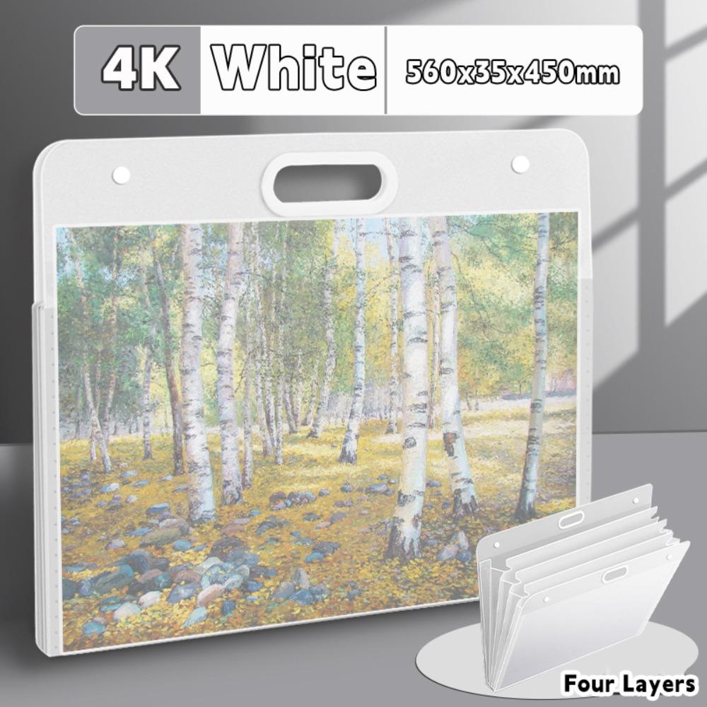 Four Layers Painting Paper Storage Bag Portable Drawing Paper Collection Book  School Office