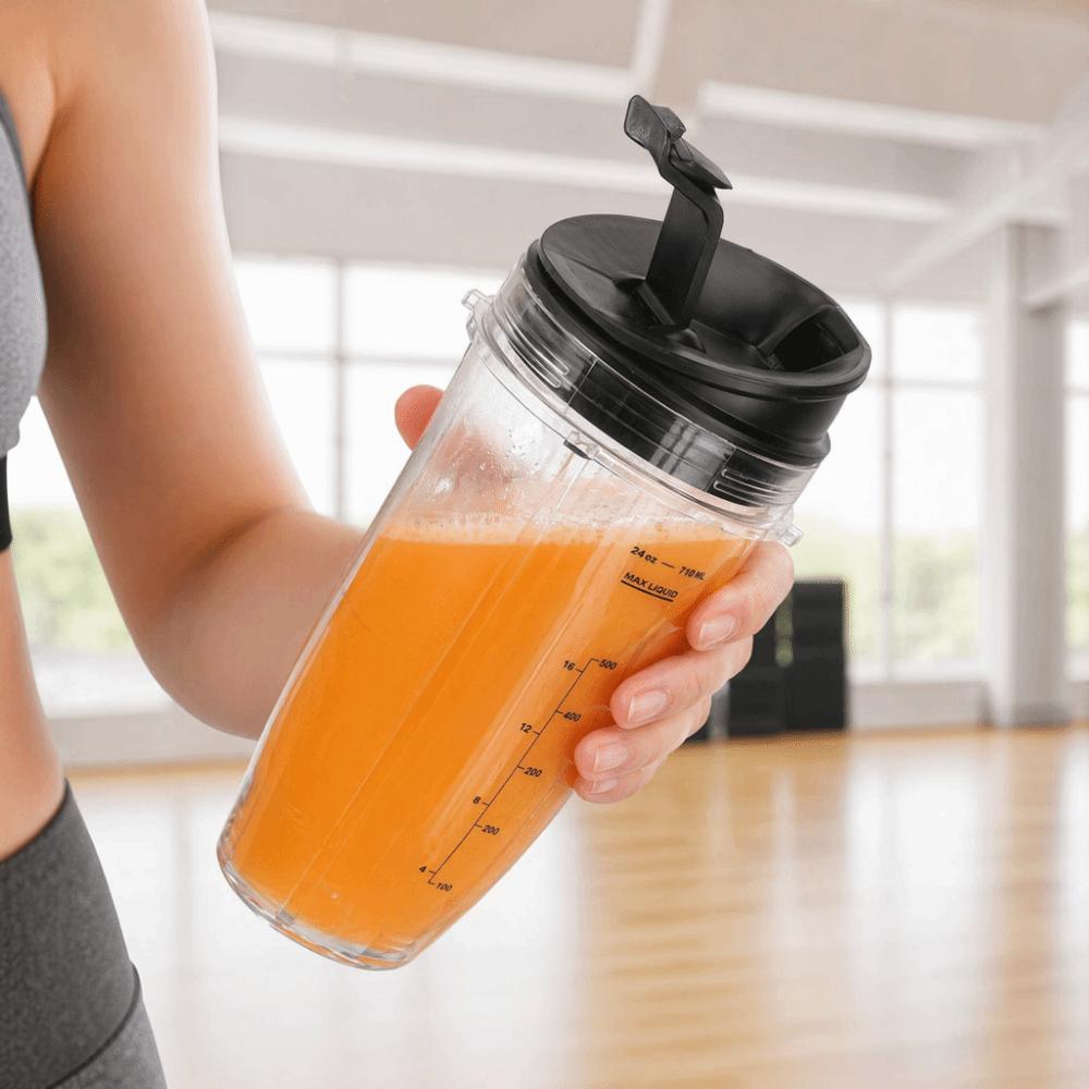 Transparent+Black Blender Cup Leak Proof Blender Tumbler for Ninja BL480BL482 Gym Use