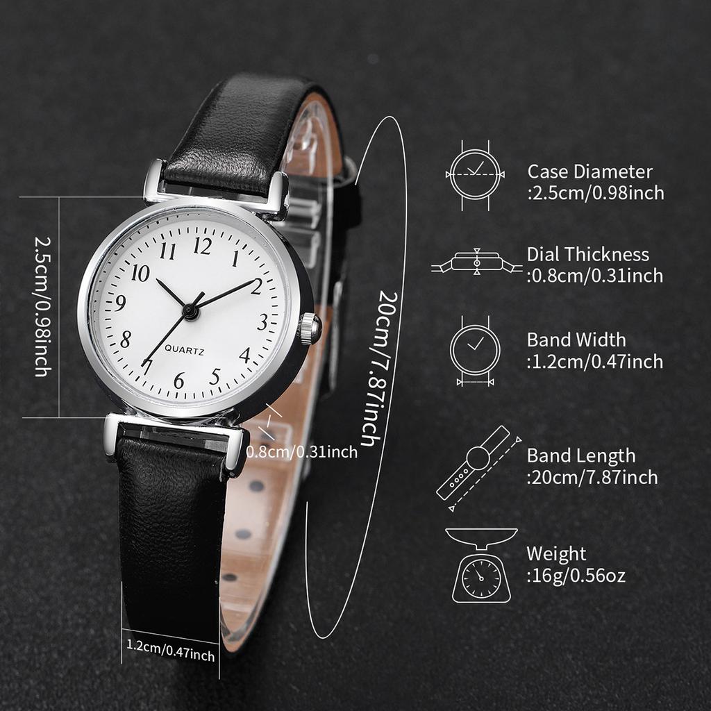 Женские часы Простой кожаный ремешок Аналоговые кварцевые наручные часы для дам Часы
