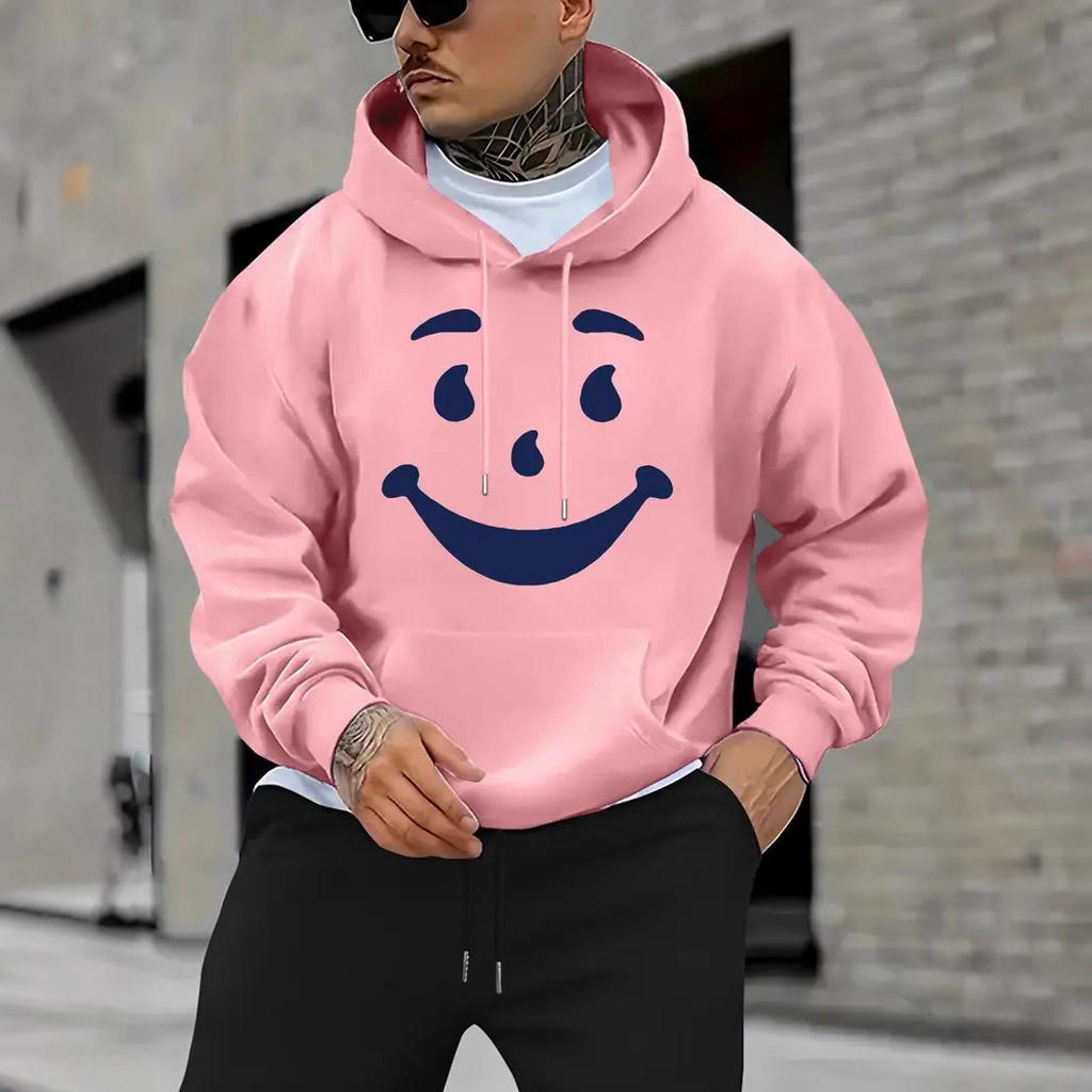 Новый европейский, американский осенне-зимний худи-свитер с принтом смайлика, мужской свитер с длинным рукавом