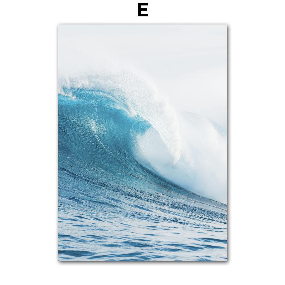 Blue Sea Beach Car Surfboard Tree Wall Art Canvas Painting Seascape Posters Prints Hotel Bar Wall Pictures For Living Room Decor