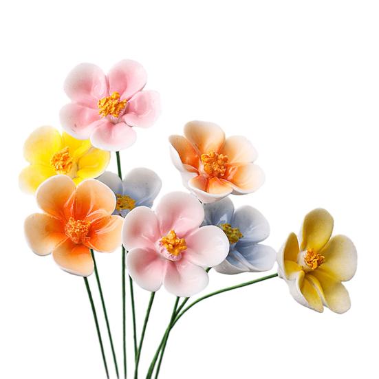 Ручная работа Керамический Имитация Цветка Реалистичный Искусственный Красочный Цветок Декорация Искусственный Цветок со Стеблем DIY Украшение для Вазы