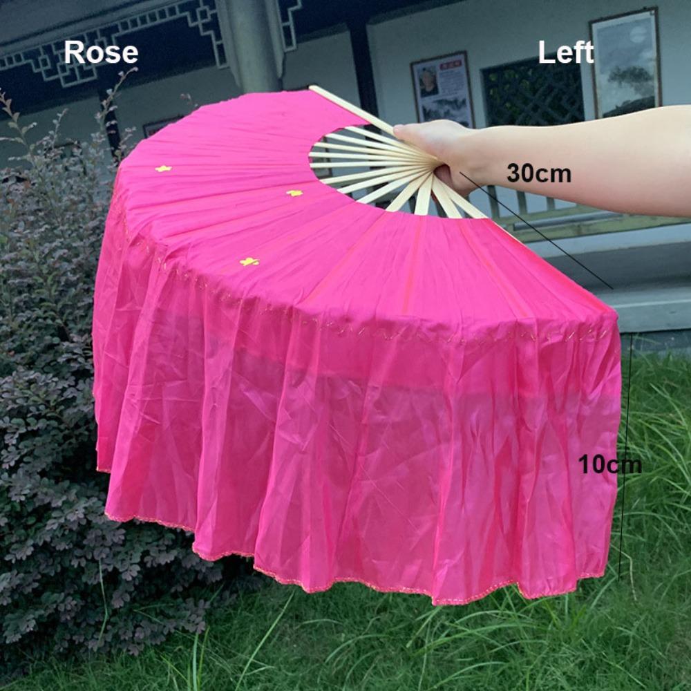 30см Бамбуковый Китайский Короткий Веер для Танца Живота 5 Цветов 10 Стилей Бамбуковые Веера 15см Полукруг Ручная Раскраска Шелка Взрослый Веер