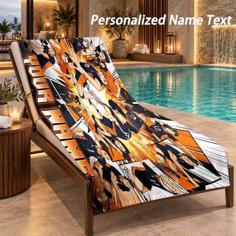 Haikyuu Custom Name Beach Towel Large Soft Towel for Indoor Bathroom Outdoor Beach
