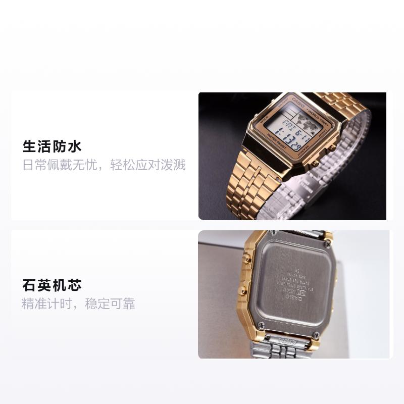 Casio Серия YOUTH - маленькие металлические квадраты, маленькие золотые самородки, модные, ретро, трендовые, для бизнеса и отдыха, ЖК-дисплей, водонепроницаемые, A500WGA-9DF