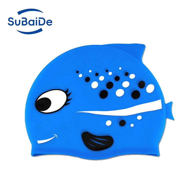 Fish Shape Kids Swim Cap Waterproof Reuseable Silicone Swimming Cap for Boys Girls Youths