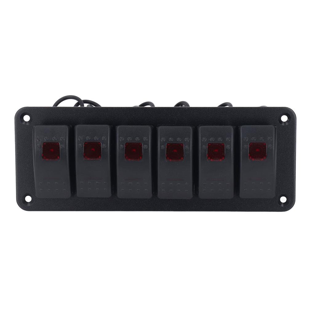 6 Gang Rocker Panel LED Backlit On Off Waterproof Circuit for Car RV Bus Marine Boat ATV UTV