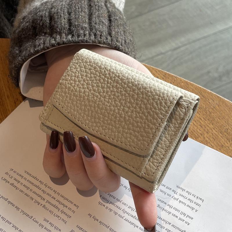 Миниатюрный женский кожаный кошелек тройного сложения с защитой от кражи RFID, отделением для монет и держателем для карт