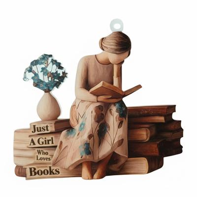 2D Просто девушка, которая любит книги, Елочное украшение, Рождественское украшение, Украшение для любителей книг, Для женщин, Читателей, Учителей, Подарок для книголюбов