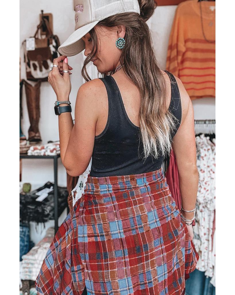 Azura Exchange Свободная винтажная рубашка с принтом в красную клетку