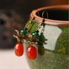 Red Green Stone Earrings For Women Vintage Copper Alloy Flower Earrings Fashion Jewelry Simple Earring Female