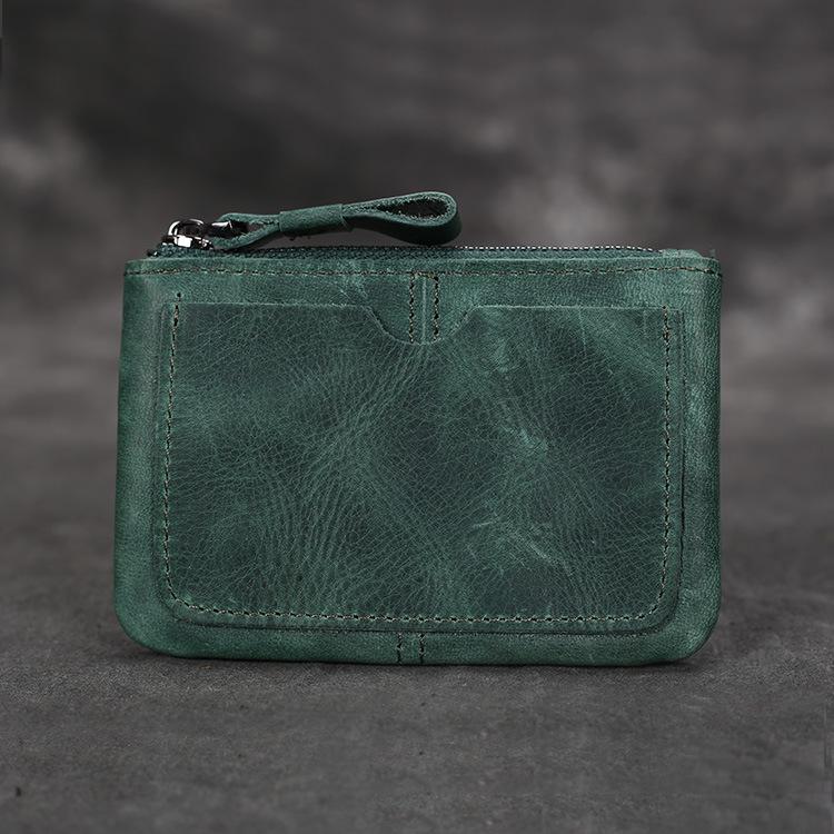 Унисекс Винтажный Кожаный Кошелек для Монет Ручной Работы Мини Кошелек на Молнии Держатель для Карт Компактная Дорожная Сумка для Повседневного Использования Мини Мужской Кошелек