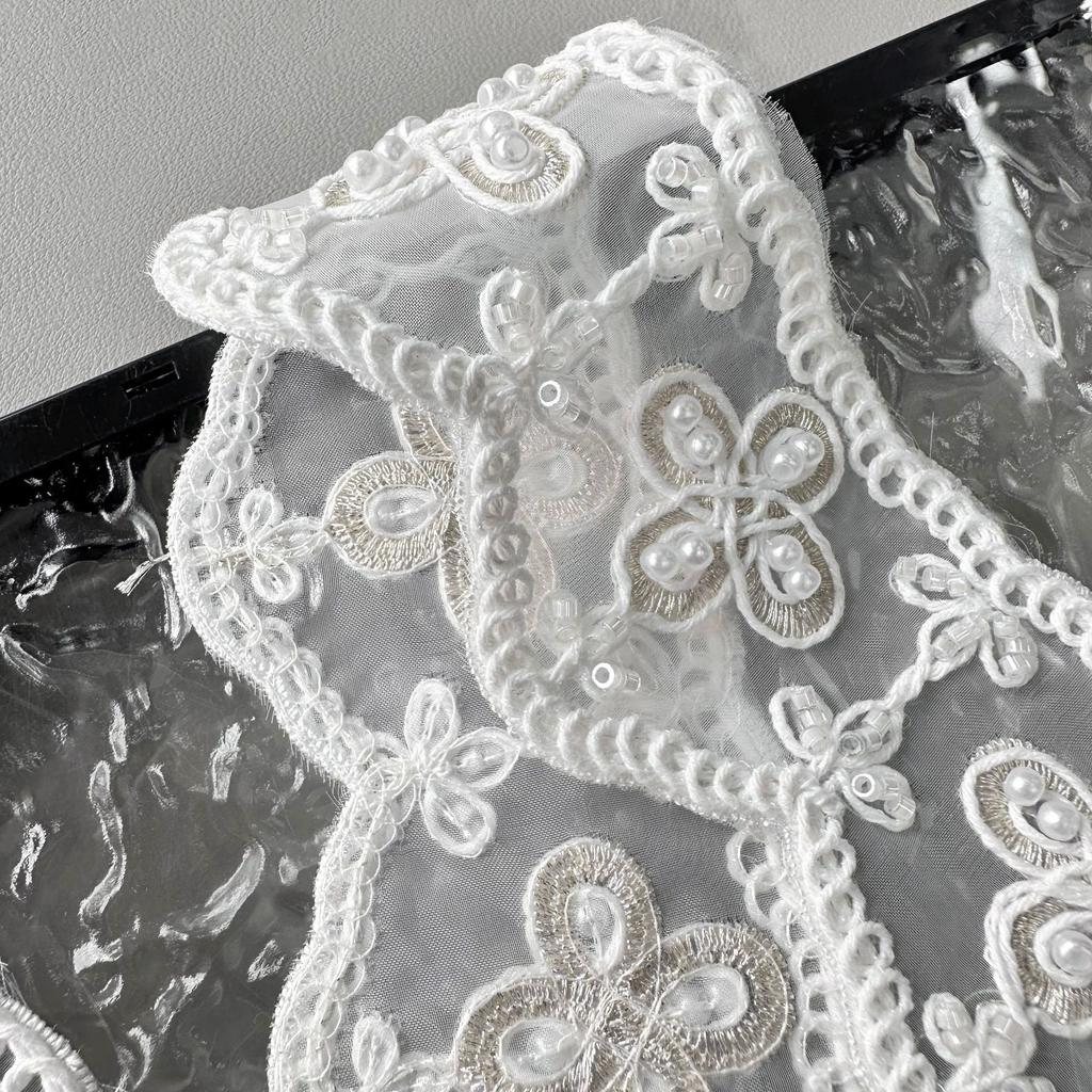White Lace Handmade Beads Embroidery Barcode Clothing Window Decoration Home Accessories Barcode Lace Accessories