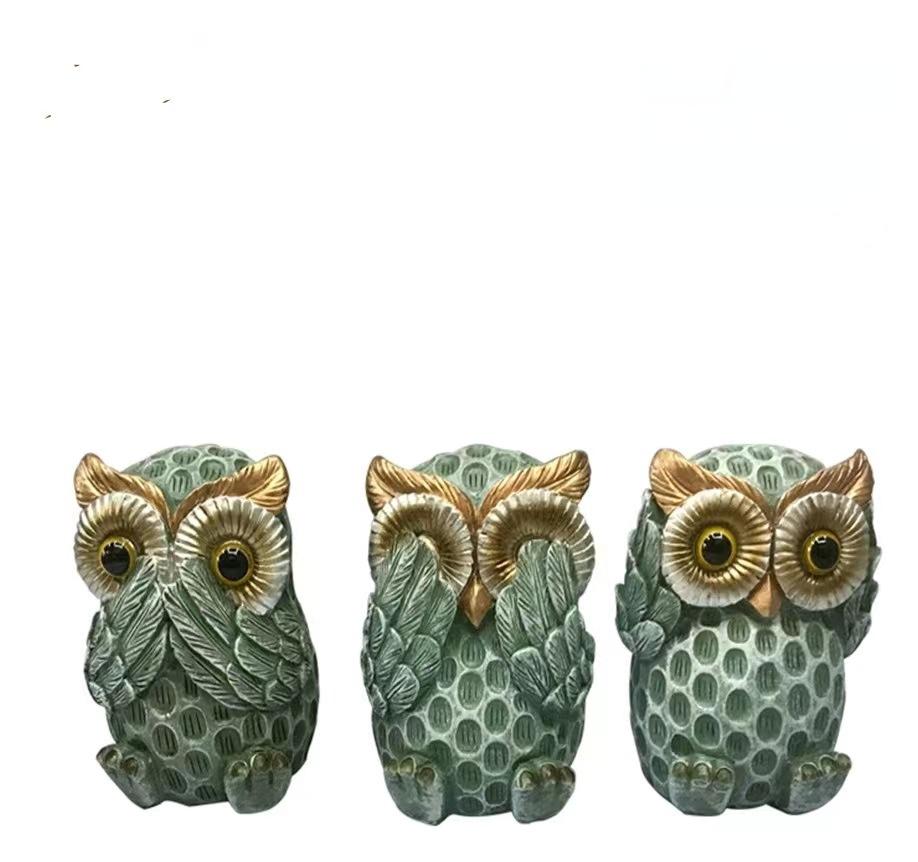 3pcs/sets Cute Owl Ornaments Wine Cabinet Living Room Desk Home Desk Decoration Resin Crafts 2024 New Decorative Figurines