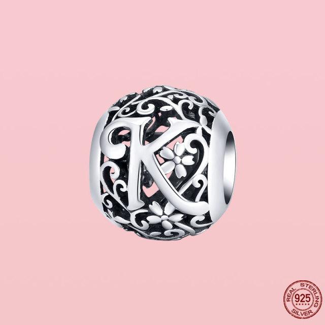 Новое поступление 925 пробы серебряный кулон круглой формы с буквами от A до Z подвески бусины подходят оригинальный браслет ожерелье ювелирные изделия