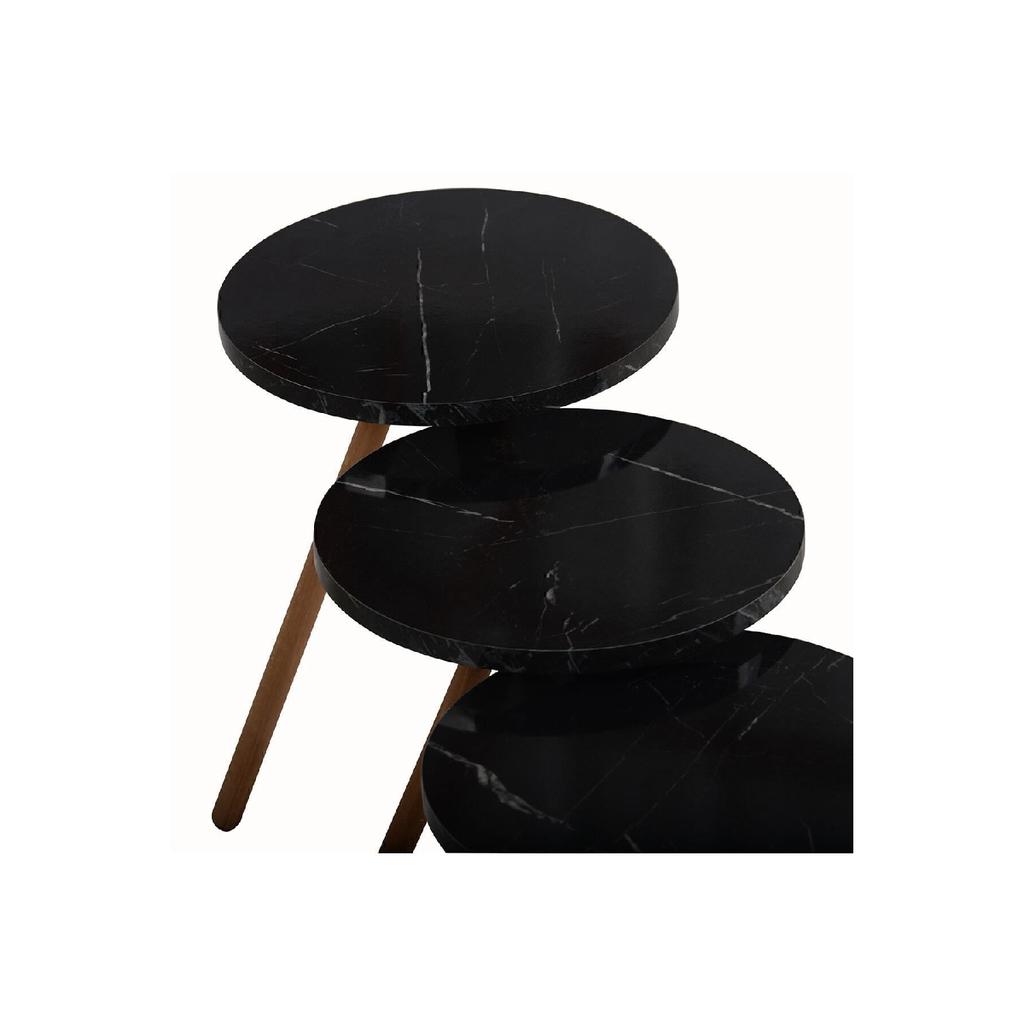 Журнальный столик с тройным вложением, деревянные ножки, круглые мраморные узоры, дизайн Efes