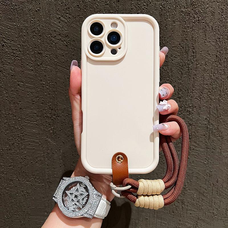 Матовый силиконовый чехол-конфета для iPhone 15 16 11 12 13 14 17 Pro Max 16E XS X XR 7 Plus Ремешок-шнурок Мягкая крышка