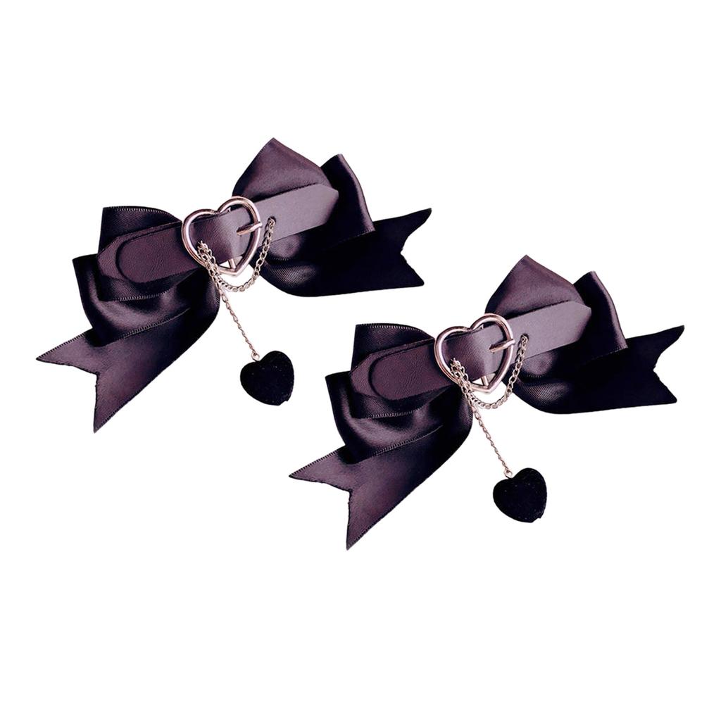 1 пара заколок для волос в форме сердца и бантика, заколка для волос с цепочкой-бантиком Харадзюку для челки, волос, конского хвоста, заколки для подростков