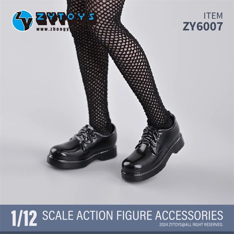 [TOYBARJAPAN] Аксессуар для фигурки 112 ZYTOYS ZY6007 Черные туфли в кожаном стиле для девушки-старшеклассницы (Боди и чулки/носки не включены)
