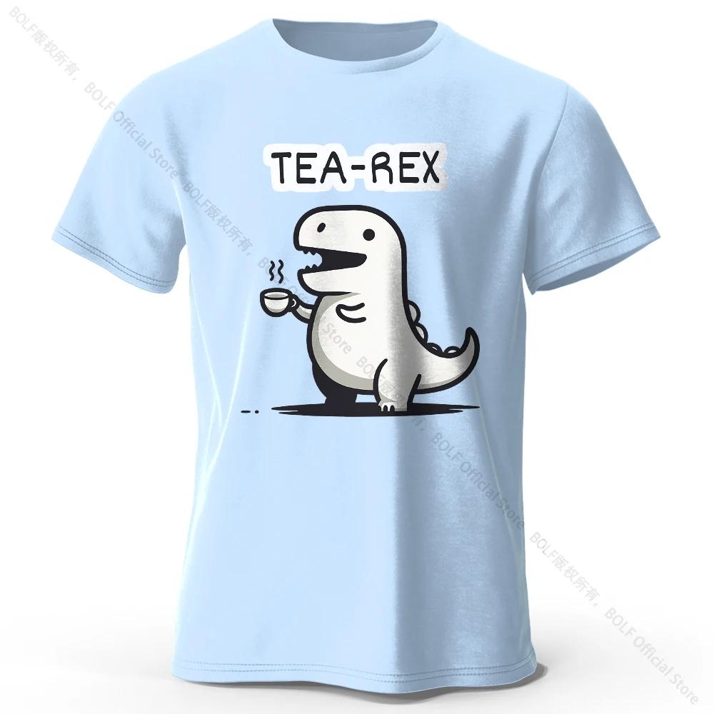 Футболка мужская Tea-Rex Dinosaur Printed из 100% хлопка, мягкая и дышащая, с круглым вырезом и коротким рукавом, в стиле унисекс, забавный и необычный