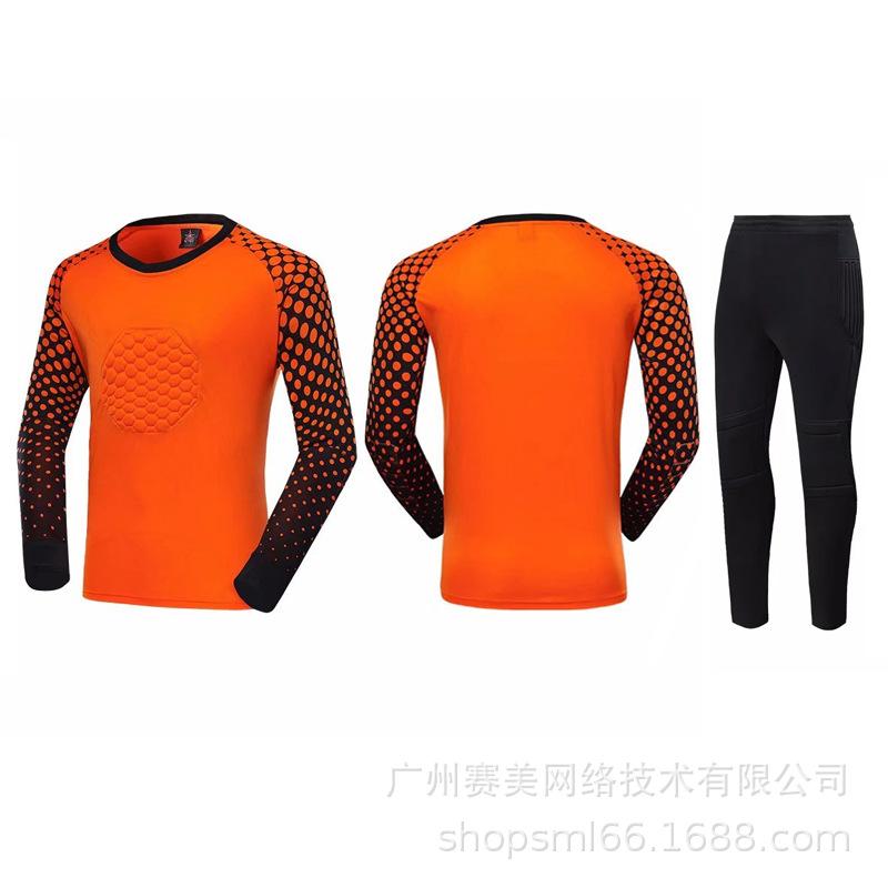Football goalkeeper jersey set Adult children long-sleeved sponge pads Game training goalkeeper jersey wholesale