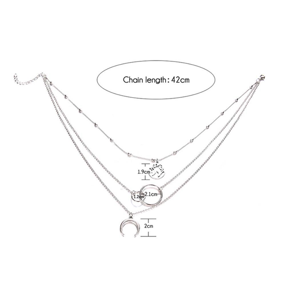 Women Multi-layer Moon Map Necklace Circle Multilayer Alloy Geometric Necklace Charm KTJ