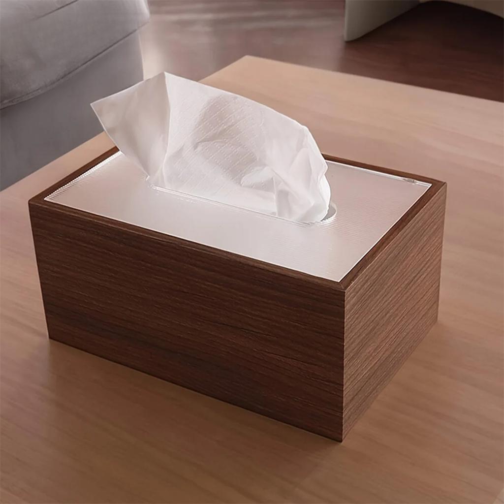 Elegant Wooden Tissue Box Holder - Classic Style Tabletop Decor for Living Room Dining Table - with Sliding Lid for Easy Access