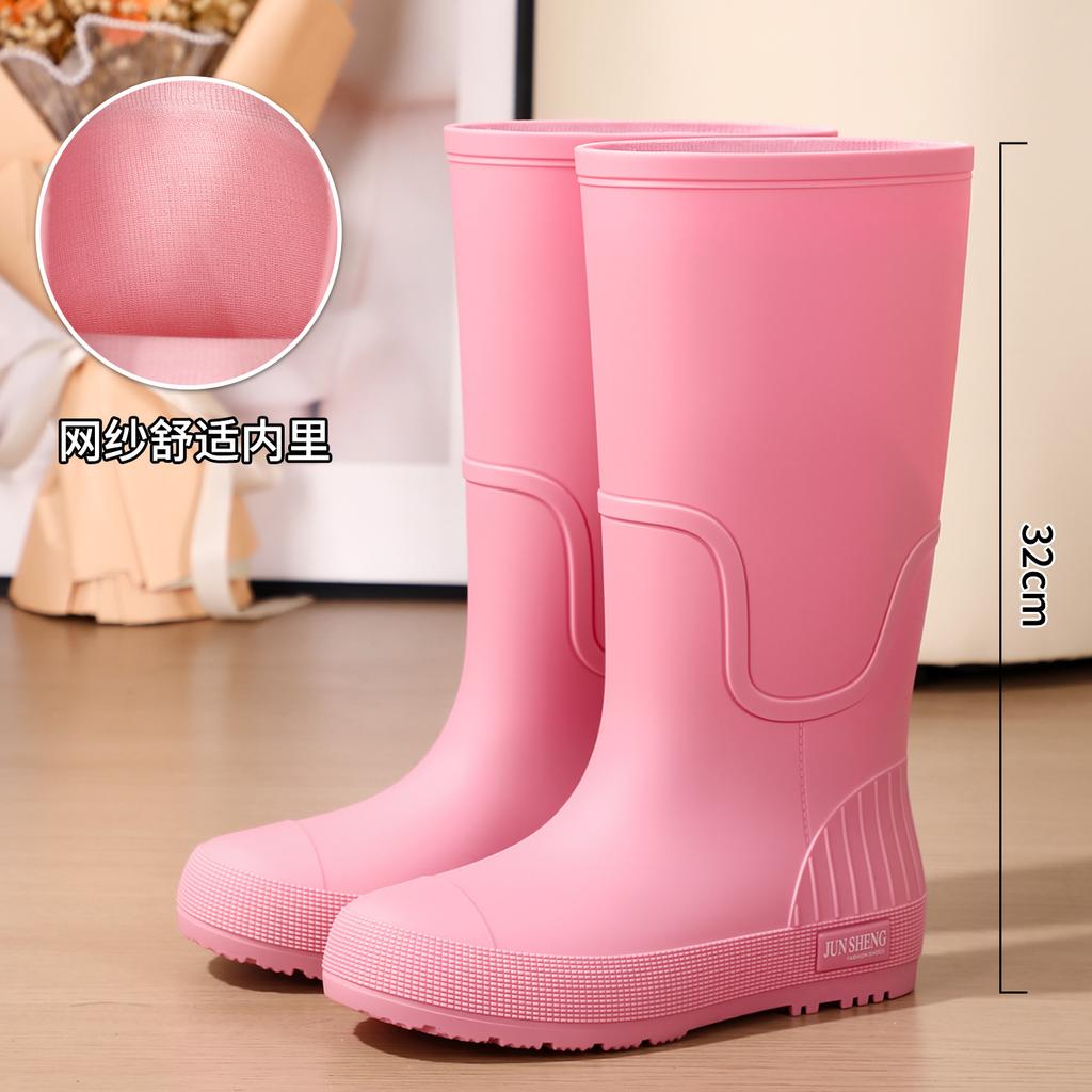 Rain shoes women's fashion adult tall rain boots Internet celebrities foreign style long tube shoes non-slip anti-rubber shoes kitchen boots