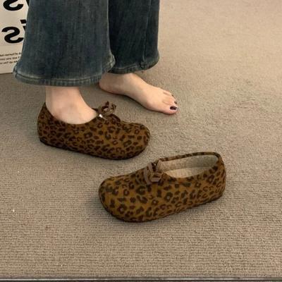 2024 Горячая Распродажа Женская Обувь Женские Туфли На Шнуровке Модные Круглые Носки Повседневные Туфли Женские Брендовые Туфли На Плоской Подошве С Леопардовым Принтом Низкие Каблуки Zapatos