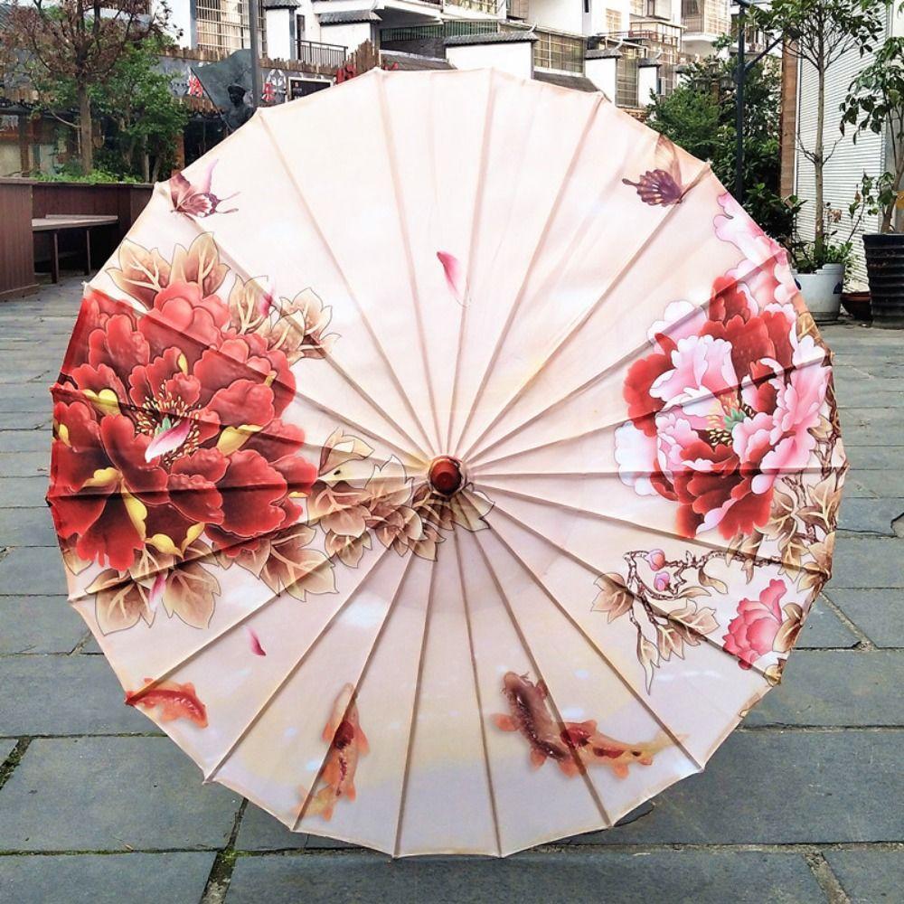 Waterproof Silk Cloth Women Umbrella Rain Proof Costume Parasol Flower Oil Paper Umbrella Party