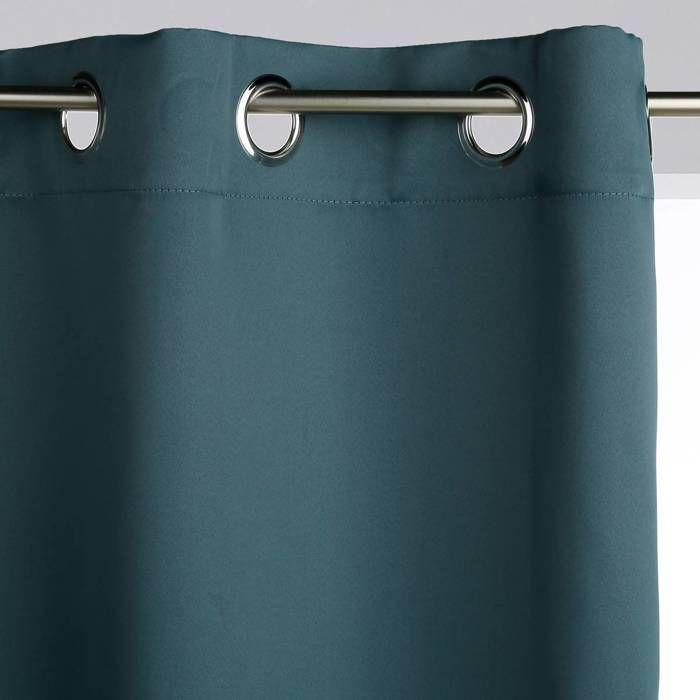 Lot de 2 rideaux occultants "Odélie" bleu canard 135x240cm - Atmosphera createur d'interieur