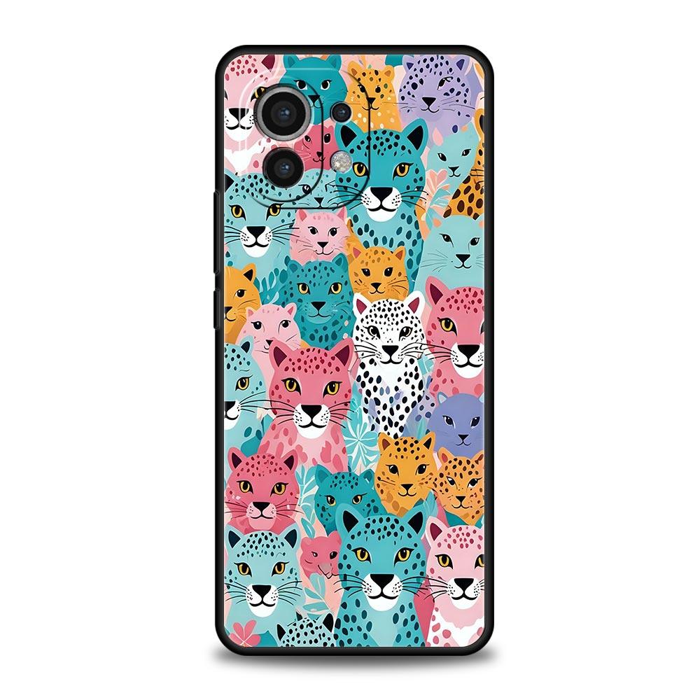 Чехол для телефона Xiaomi Mi 15 14 13 12 11 Lite 14T 13T 12T 11T Pro Poco X7 X6 X5 X3 Pro F6 F5 F4 Чехол с узором в виде розового леопарда