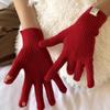 Autumn and Winter Monsoon Split Pointer Knitted Wool Gloves for Women's New Style of Finger-exposed Touch Screen Warm Outdoor Cycling