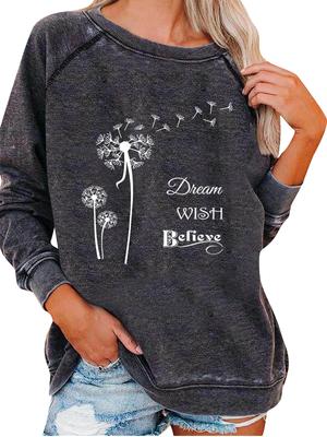 Женский весенне-осенний свитшот Женский топ с оригинальным принтом Свитшот-пуловер оверсайз Универсальный свитшот