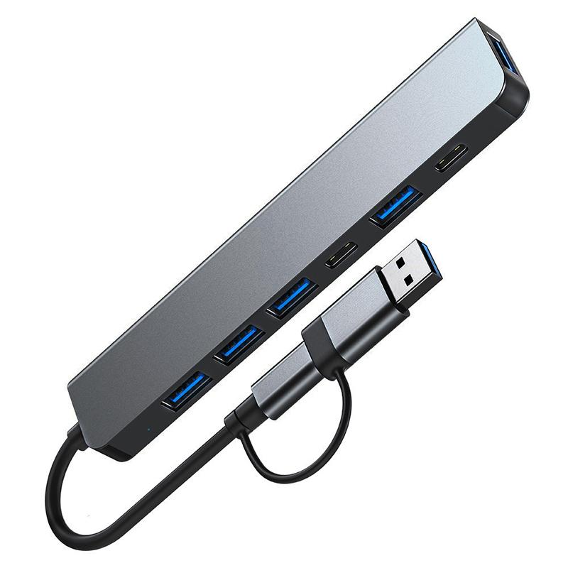 7 в 2 USB-хаб со сплиттером кардридер, порт USB-C, USB 3.0 / 2.0, сплиттер кардридер SD/TF, док-станция