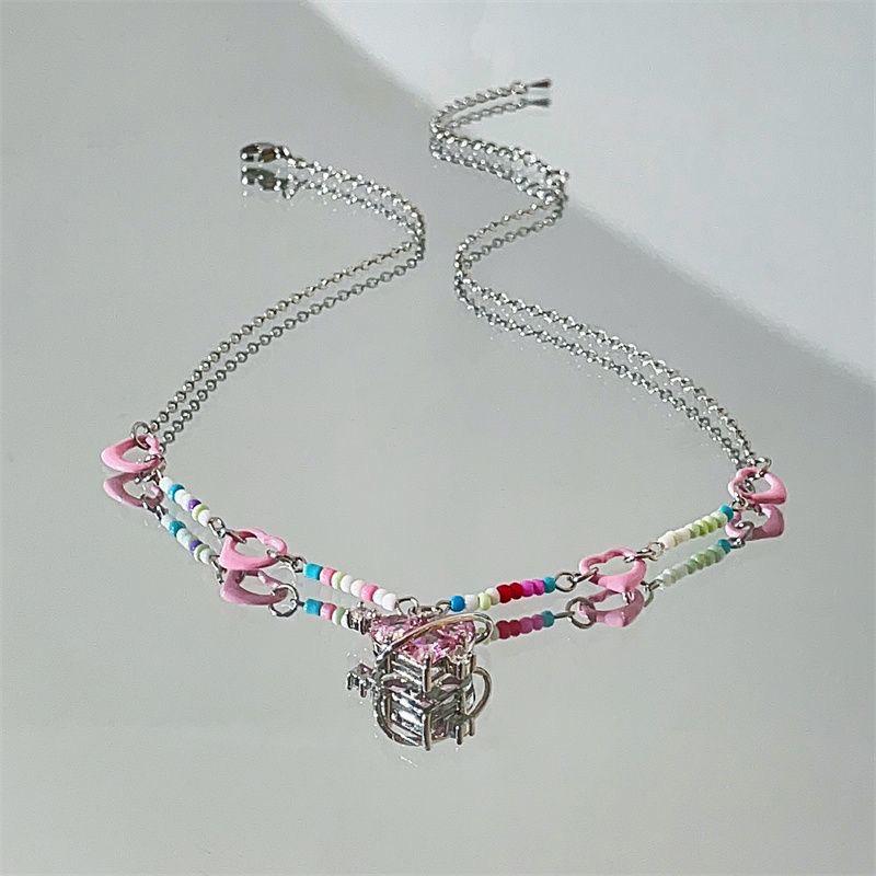 Изысканное красочное милое ожерелье из бисера для женщин и девочек, легкая роскошная романтическая цепочка на ключицу в форме сердца, свадебные украшения, подарки