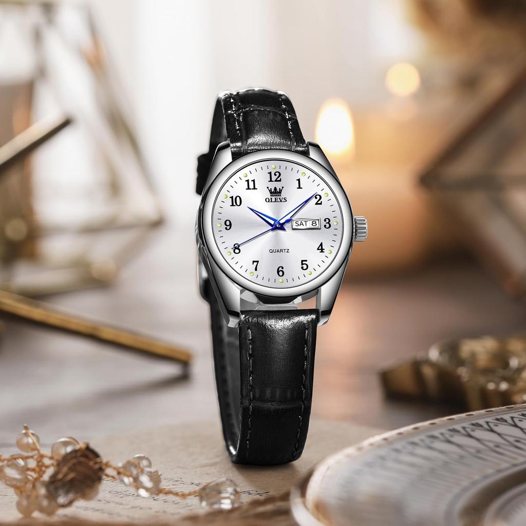 OLEVS Popular Arm Quartz Stylish Silver Cute Leather Silver Watch for Luminous Easy To Silver Watch Watch, Waterproof, Ladies, Women's Watch, Watch,