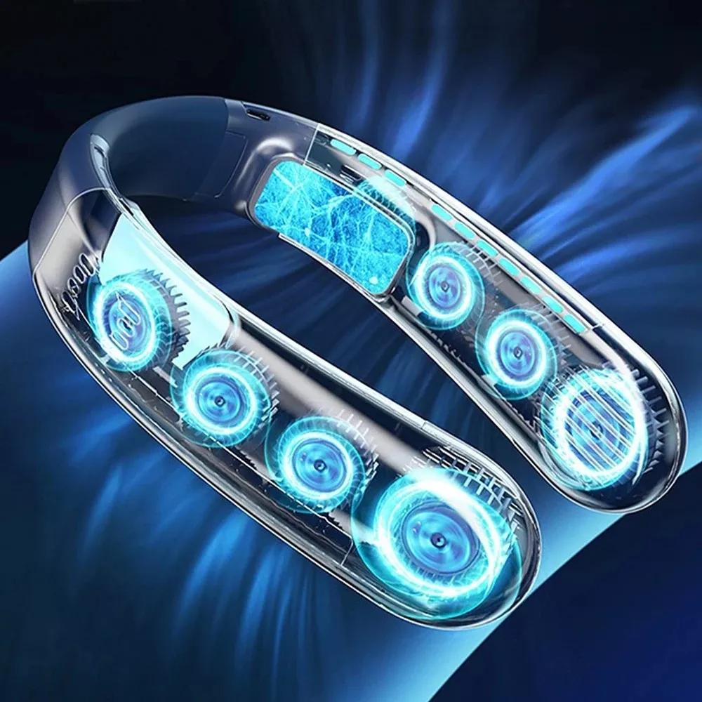 4000 мАч портативный мини-вентилятор для занятий спортом на открытом воздухе с воздушным охлаждением, маленький вентилятор для шеи, большой USB-вентилятор с питанием от ветра, беспроводной безлопастный вентилятор для шеи